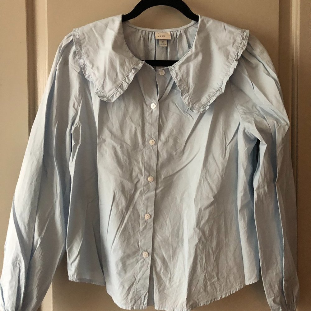 Chambray Button Up with Peter Pan Collar